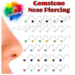 Silver & Crystal Nose Ring Studs, lots of colors!